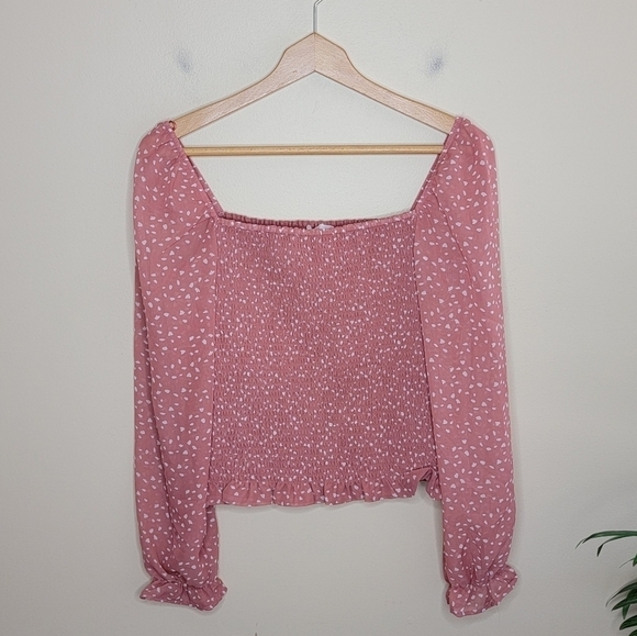 NWT Stitch Fix Lush | Reyna Smocked Peasant Blouse in Light Pink Size XL - Picture 1 of 7